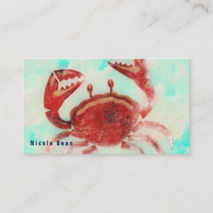 Rode Krab Elegante Strand Zeevoedsel Keuken Aangep Visitekaartje