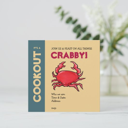 Rode krab en uitnodiging tot uitzending (Staand voorkant)