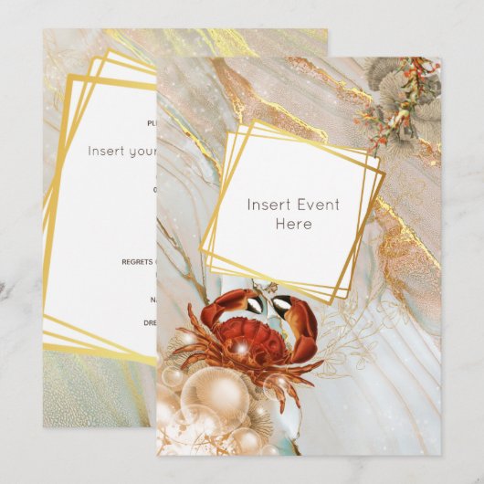 Rode krab marmer zee levenspartij kaart (Voorkant / Achterkant)