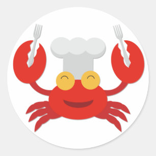 Rode krab met Chef-Pet Ronde Sticker