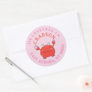 Rode krab met het Etiket van het Adres van de Rond