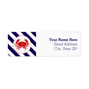 Rode krab Nautical Birthday Address Label