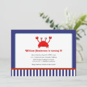 Rode krab Nautical Birthday Invitations Kaart (Staand voorkant)