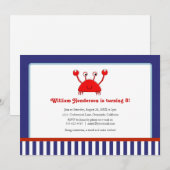 Rode krab Nautical Birthday Invitations Kaart (Voorkant / Achterkant)