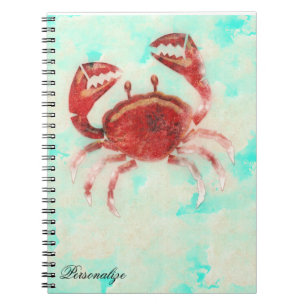 Rode Krab Ocea Zee Elegante Strand Aangepast Journ Notitieboek