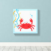 Rode krab onder Zee Canvas Art afdrukken (Insitu (Houten vloer))