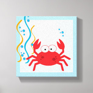 Rode krab onder Zee Canvas Art afdrukken