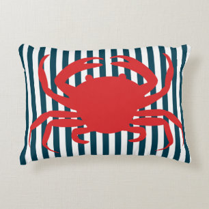 Rode krab op Noordelijke Stripes Decoratief Kussen