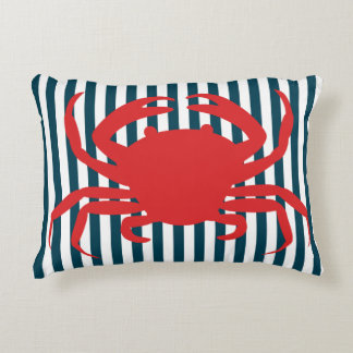 Rode krab op Noordelijke Stripes Decoratief Kussen