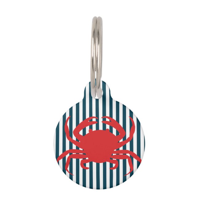 Rode krab op Noordelijke Stripes Huisdierpenning (Voorkant)
