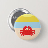 Rode krab op Sunny Beach Ronde Button 5,7 Cm (Voorkant /achterkant)
