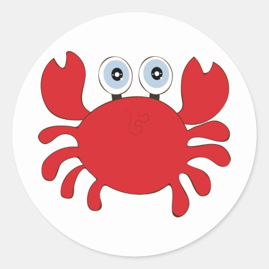 Rode Krab Schattigee Cartoon Dieren Ronde Sticker (Voorkant)