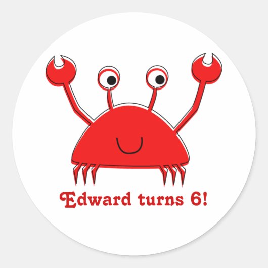 Rode krab Stickers | Cupcake Toppers (Voorkant)