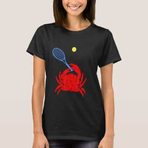 Rode krab tennisspeler tennisracket schelpdieren t-shirt
