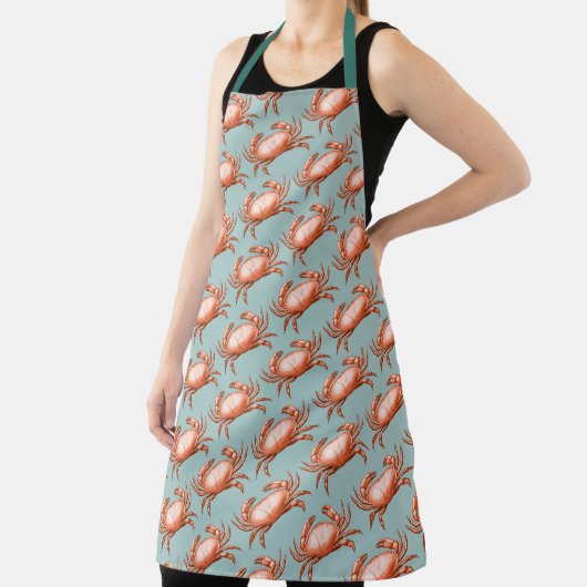 Rode krab Whimsical Crabby Pattern Apron Schort (Insitu)