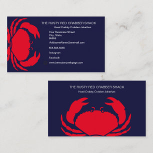 Rode Krab Zeevruchten Marine Blauw Wit Eenvoudige  Visitekaartje