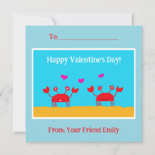 Rode Krabben Harten Vriendschap Kinder Valentijnsd Feestdagenkaart