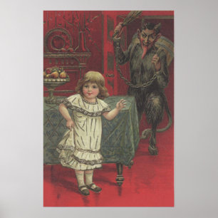 Rode Krampus Meisje Eetkamer Schakelaar Poster