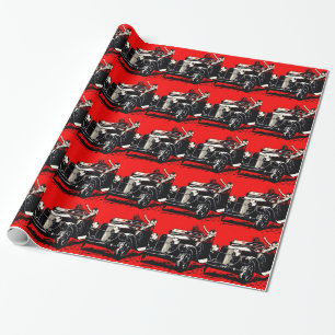 Rode Krampus Ontvoert Vrouwen Auto Cadeaupapier