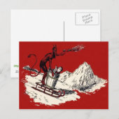 Rode Krampus Sleigh Mountain Switch ontvoerd Briefkaart (Voorkant / Achterkant)