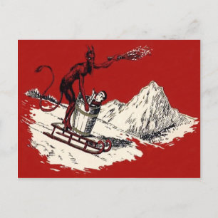 Rode Krampus Sleigh Mountain Switch ontvoerd Briefkaart