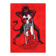 Rode Krampus Snijdt Hart