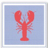 Rode kreeft Blauw Wit Gingham Beach Preppy Fun Sticker (Voorkant)