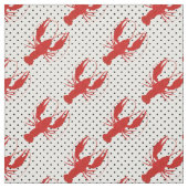 Rode kreeft polka stippen wit stof (Swatch)