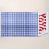 Rode kreeften Blauw Wit Check Kustreizen Strandlaken (Voorkant)