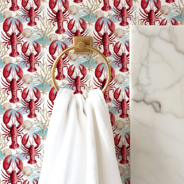 Rode kreeften en schelpen behang (Creator heeft geüpload)