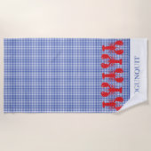 Rode kreeften Gingham Locatie NAAM Blauw Wit Strandlaken (Voorkant)