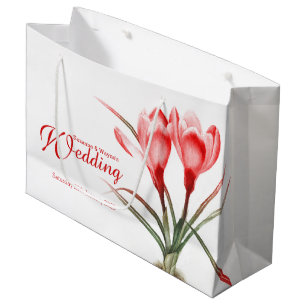 Rode krokus waterverf kunst bruiloft geschenk tas groot cadeauzakje