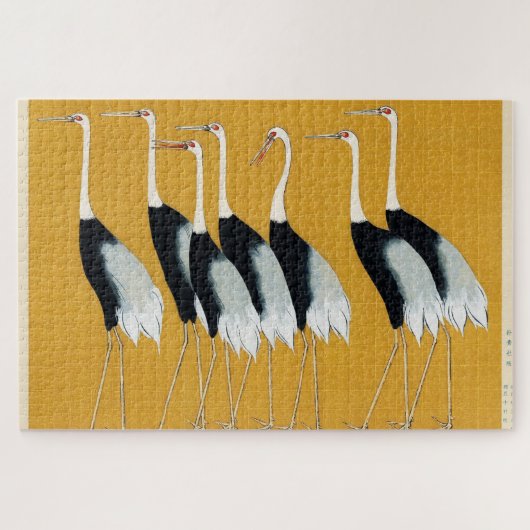 Rode kroonkranen van Ogata Korin houtsnede Legpuzzel (Horizontaal)