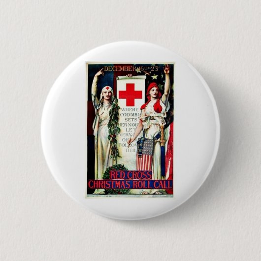 Rode Kruis Kerstmis Ronde Button 5,7 Cm (Voorkant)