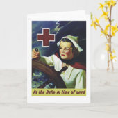 Rode Kruis Poster - Verpleegster aan het roer Kaart (Gele Bloem)