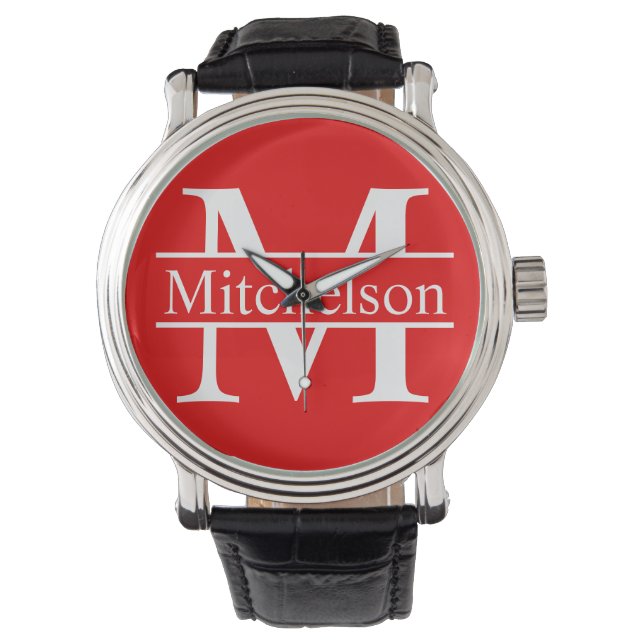 Rode Kruisbalk LR Monogram Horloge (Voorkant)