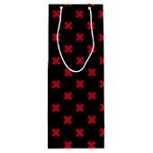 Rode kruisstift op zwarte wijn cadeautas (Achterkant)