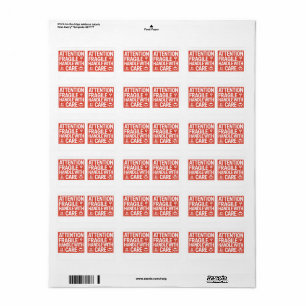 Rode Kwetsbaar Voorzichtig Meteen Verzendlabel afb Etiket