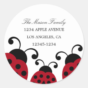 Rode Ladybug retour adreslabels Ronde Sticker