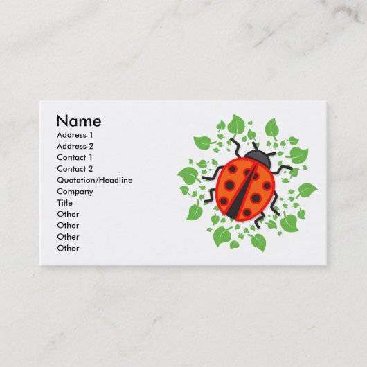 Rode ladybug visitekaartje (Voorkant)