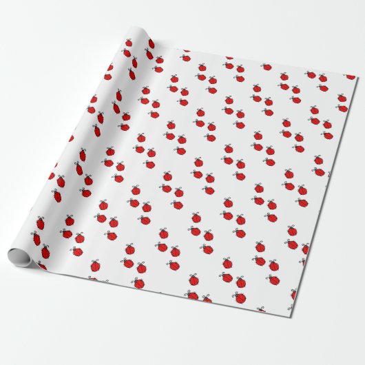 Rode ladybugs cadeaupapier (Uitgerold)