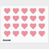 Rode Land Gingham Controleer patroon 2 Hart Sticker (Vel)