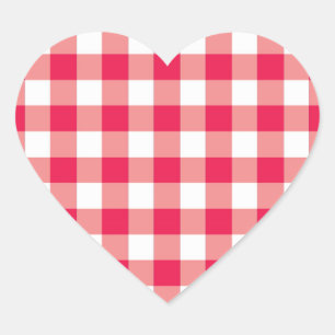 Rode Land Gingham Controleer patroon 2 Hart Sticker