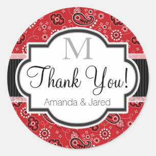 Rode Land Paisley Bruiloft Ronde Sticker