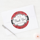 Rode Land Paisley Bruiloft Ronde Sticker (Envelop)