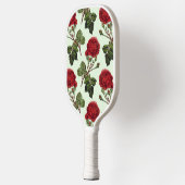 Rode Lange Stampatroon Roos Mint Groene Achtergron Pickleball Paddle (Links)