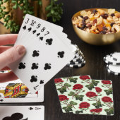 Rode Lange Stampatroon Roos Mint Groene Achtergron Pokerkaarten (Insitu)