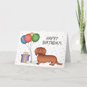 Rode Langharige Dachshond Cartoon Hond Gefelicitee Kaart