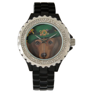 Rode Langharige Dachshond Horloge