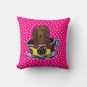 Rode Langharige Dachshund Kussen